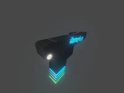Low poly gun with neon lights Low-poly 3D model