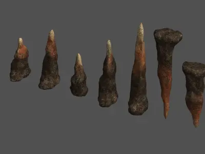Stalagmite Set - Red Rock 3D model