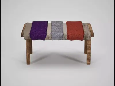 Medieval Market Table with Fabrics 2 Low-poly 3D model