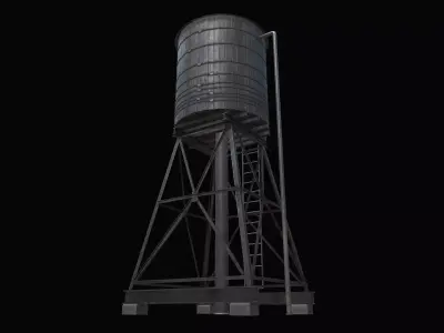 Water Tank Low-poly 3D model 10