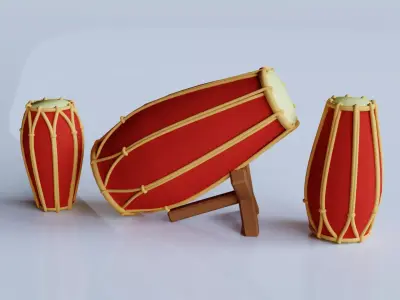 Gendang or Kendhang Low-poly 3D model