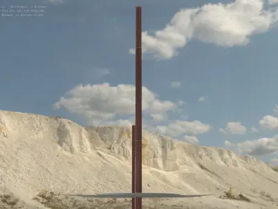 Street Light 10 Blue Low-Poly 535mm Low-poly 3D model