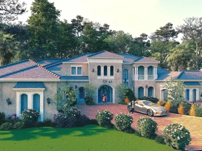 COUNTRY HOUSE SKETCHUP VRAY RENDER REFERENCE FILE 3D model