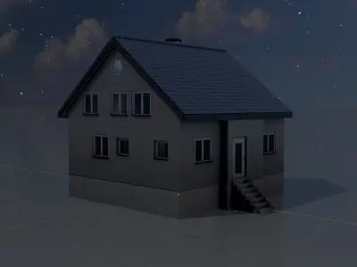 Modern single-family house version 5 L Low-poly 3D model