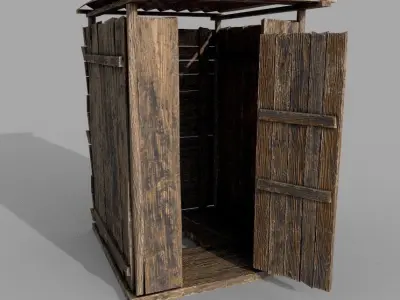 Outdoor Wooden Toilet 1 Low-poly 3D model