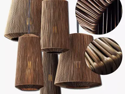 Lamp barrel big rattan n10 3D model