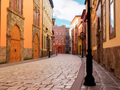 European City Street 3d Scene Low-poly 3D model