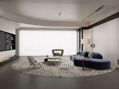 Contemporary Minimalist Lounge 3D model
