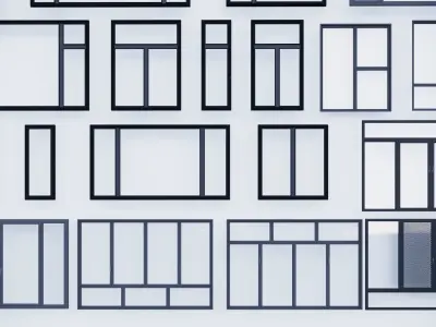  windows- Floor-to-ceiling windows-Windows 3D model