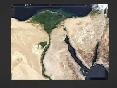 Egypt and the Nile River Map Topography Low-poly 3D model