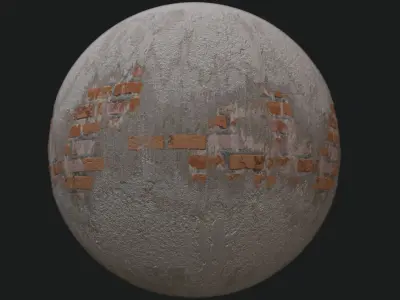 Damaged Brick Wall PBR  Material Texture