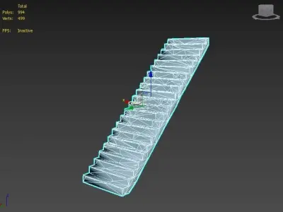 Stairs 3d Model - Game Ready metal ladder Low-poly 3D model