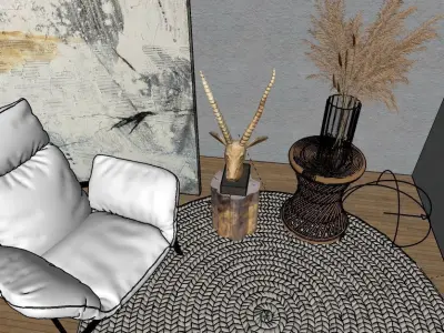 Window Side Seating SketchUp V-Ray 3D model