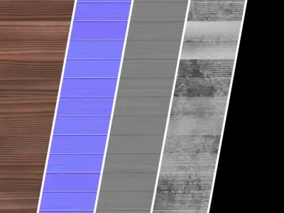 Parquet Materials 28- Wooden Damaged Panel - Sbsar PBR 4k Texture