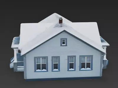 Blizzard-Buried Craftsman Bungalow 3D Model Low-poly 3D model