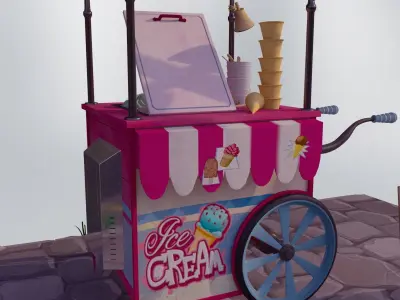 ice cream cart 3D Low-poly 3D model