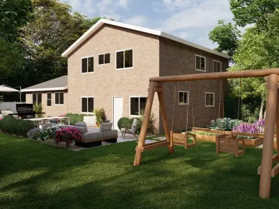 3D Exterior Scene 3D model design garden and landscape 3D model 14