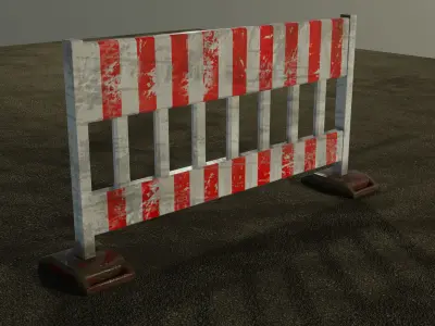 Road Barriers Set Low-poly 3D model
