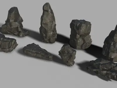 Mountain cliff Rocks - 3D Models PBR Pack 08 Low-poly 3D model