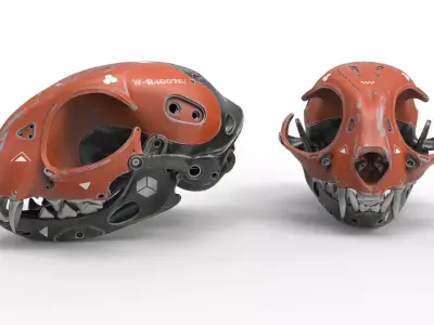 Cyborg Cat Skull 3D model