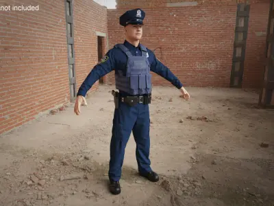  Police Officer in Tactical Vest Navy Blue 