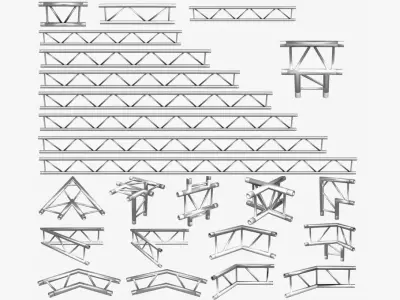 Beam Trusses Collection - 24 PCS Modular 3D model