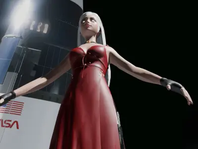 Anime Lunar Goddess Female T-Pose UV Mapped Sci-Fi Rigged Base 3D model