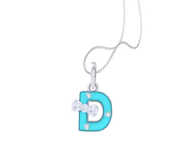 Kids Alphabet D Pendants 3dm STL OBJ FBX Renders Details 3D print model