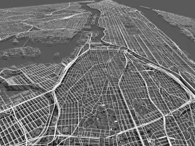 Streers and Roads City New York USA 3D model