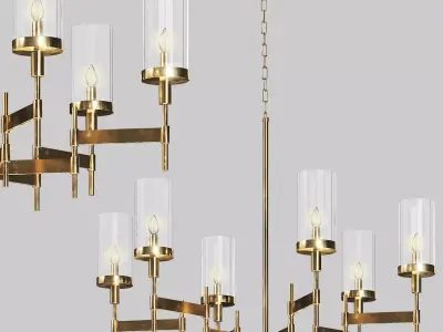 light-19 brass chandelier with four glass candle holders 3D model
