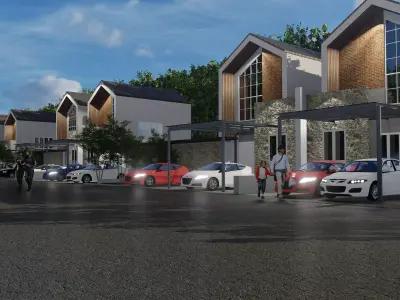 Modern 2 Storey House with Pool 12x12m SketchUp Only 3D model