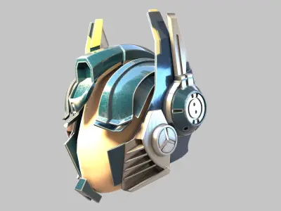 Bluish Tech Helmet 3D model
