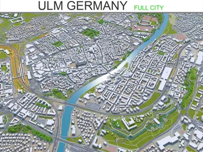 Ulm Germany 40km Low-poly 3D model