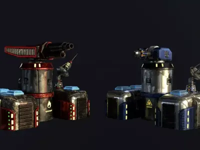 Sci-Fi Towers Pack Low-poly 3D model