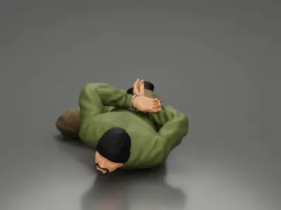 Gangster homie With Handcuffs He Lies On The Floor 3D print model