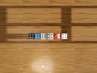 Game dices on the wooden floor 3D print model