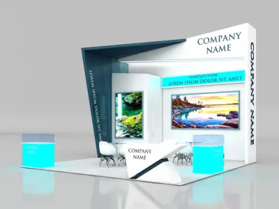 Booth Exhibition Stand Stall 6x6m Height 500 cm 3 Side Open 3D model purchase
