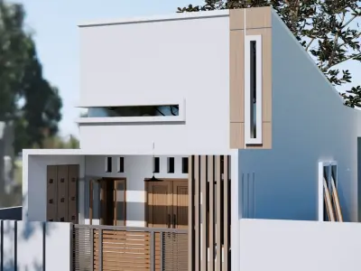  Modern Minimalist Box House 3D Render 3D model