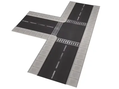 Street Road Pack Lowpoly City Road Low-poly 3D model