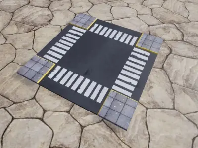 basic package of streets with sidewalks Low-poly 3D model