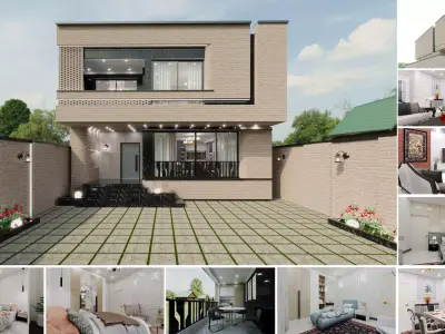 Modern Villa with Full Interior  Exterior   3D model