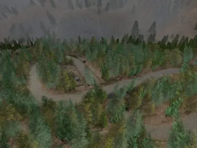 8Track train tunnel in mountains Low-poly 3D model