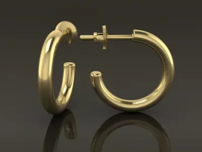 Earring Hoop Rope Opened Back 15mm Width Inside  3D print model