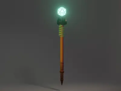 Low poly magic staff Low-poly 3D model