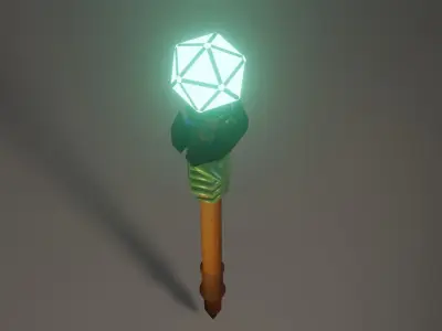 Low poly magic staff Low-poly 3D model