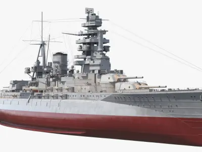  IJN Nagato Battleship with Triple Gun Turrets and Superstructure Grey 