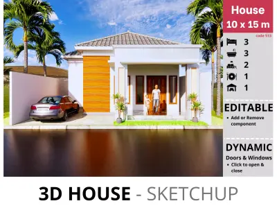 House 10x15m code 513 - Sketchup 3D model 3D model 3D model