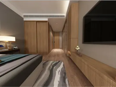 Simple and cozy bedroom Vray 3D model-37 3D model