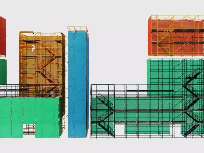 Scaffolding Construction Site 3D Model Safety Net Scaffold Low-poly 3D model