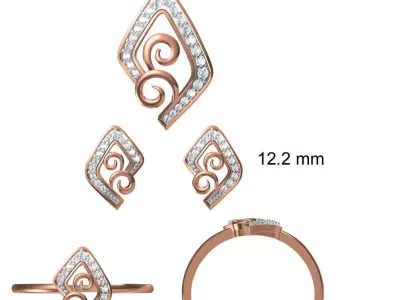 Light wt Ring Earrings Pendant set stl jcd 1-render details 3D print model 14